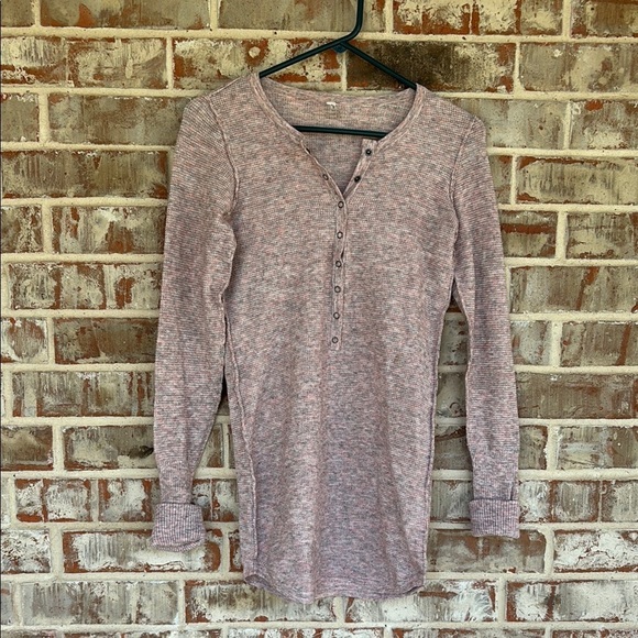 Intimately By Free People Tops - Intimately Free People Heathered Pink Knit Henley  Top